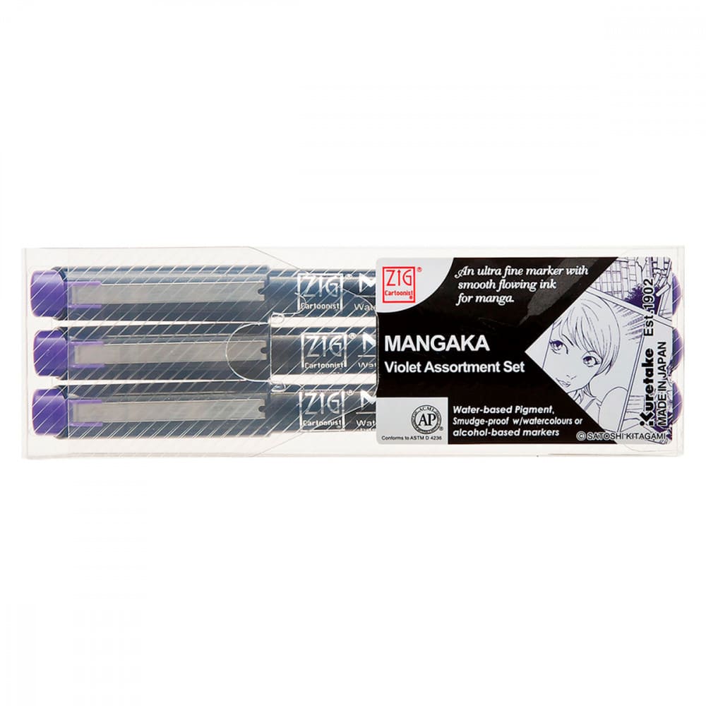 Caneta Nanquim Kuretake Mangaka Violet 3 Pontas